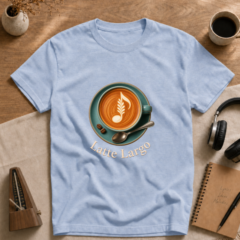 Latte Largo Coffee Tee — Barista Latte Art T-Shirt