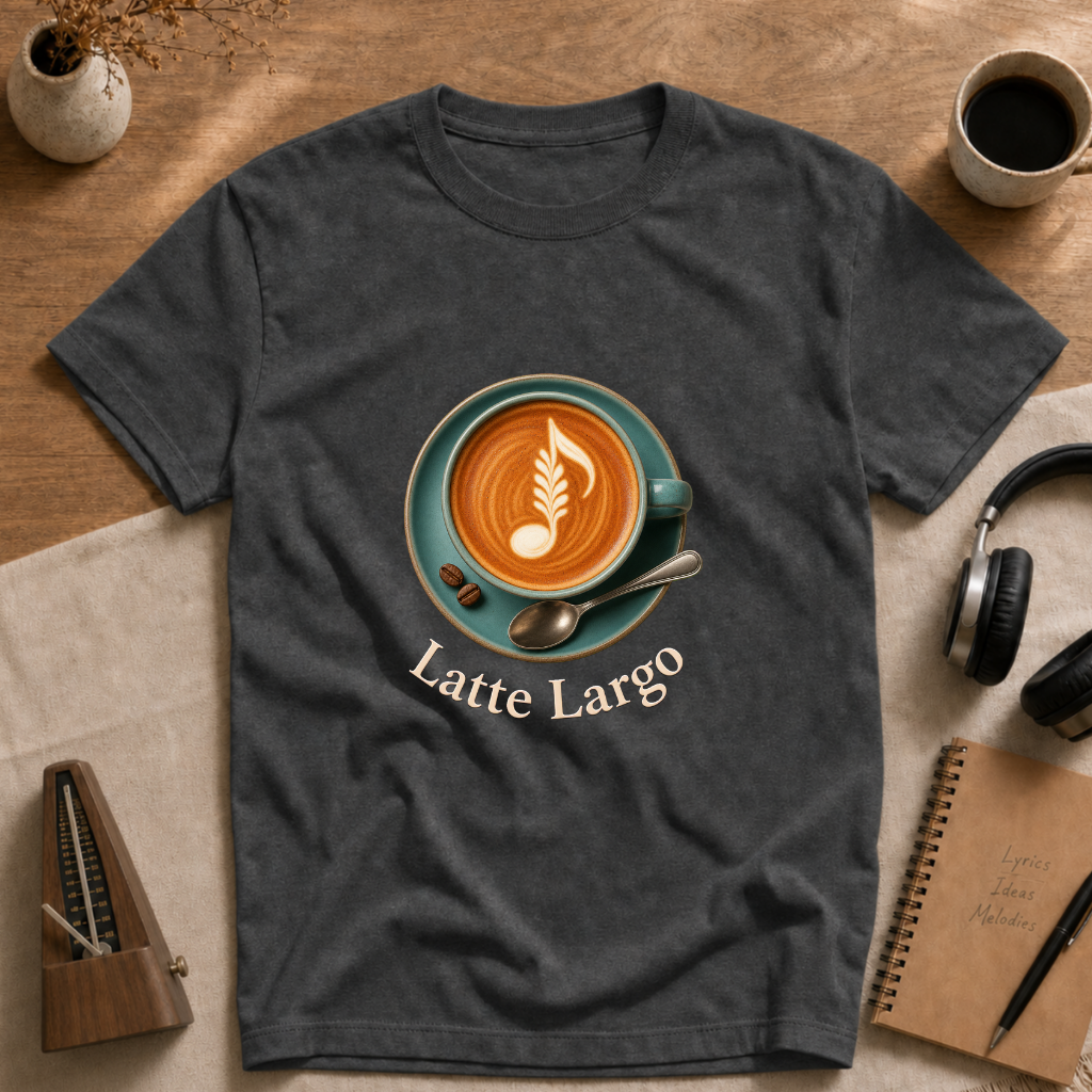 Latte Largo Coffee Tee — Barista Latte Art T-Shirt
