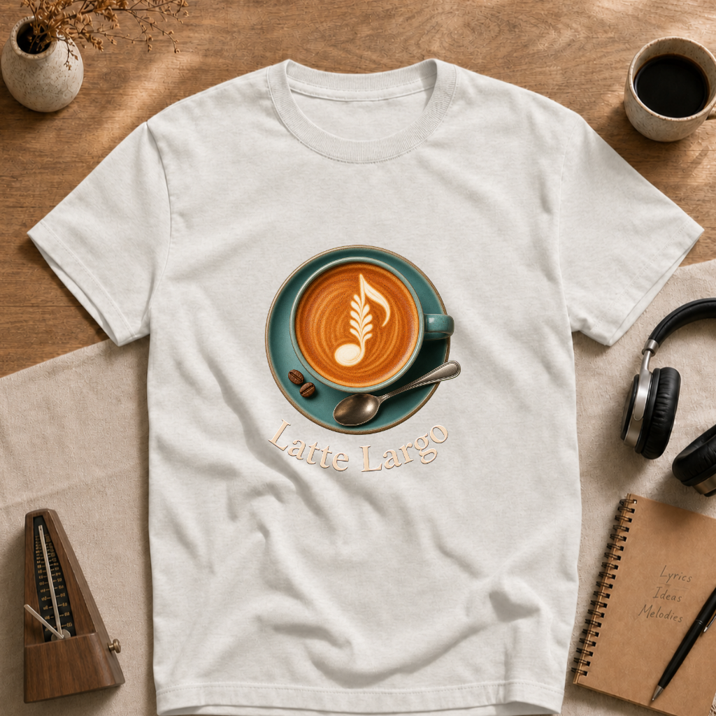 Latte Largo Coffee Tee — Barista Latte Art T-Shirt