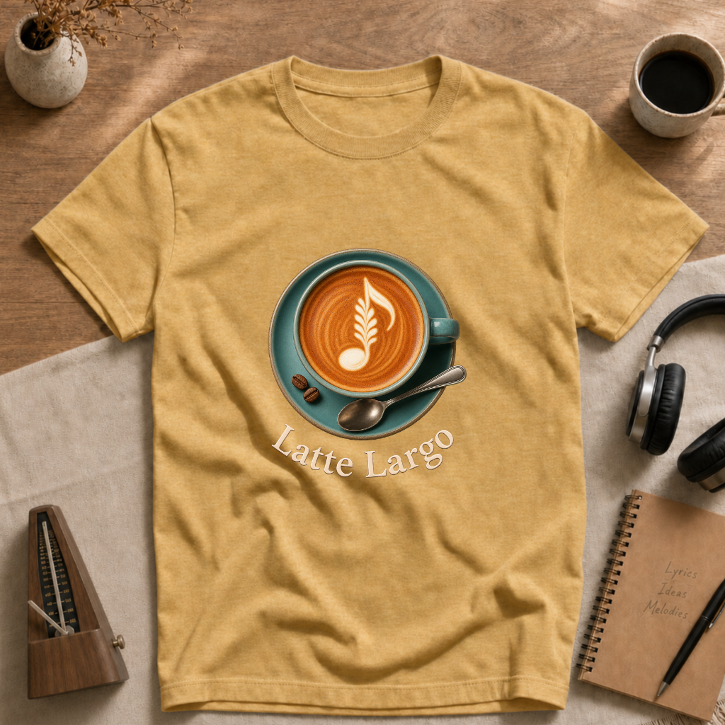 Latte Largo Coffee Tee — Barista Latte Art T-Shirt
