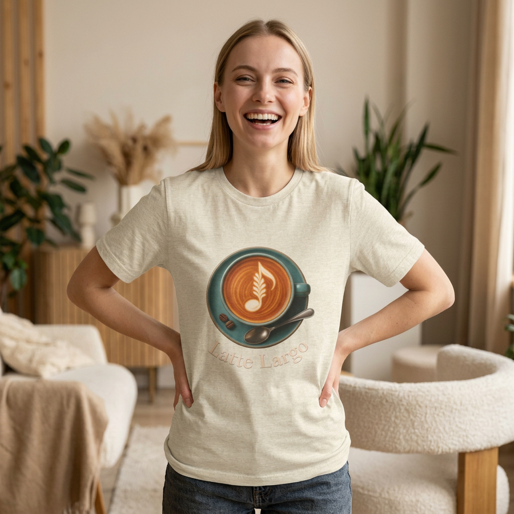 Latte Largo Coffee Tee — Barista Latte Art T-Shirt